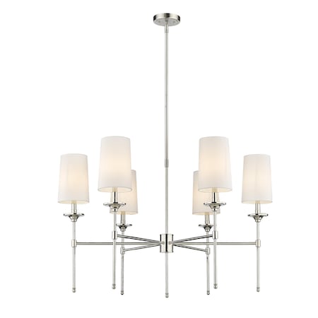Z-Lite Emily 6 Light Chandelier, Polished Nickel & Off White 3033-6PN